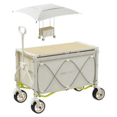 ONEFOREST collapsible wagon with beige canopy, easy transport for outdoor trips.