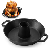 Onlyfire Chef vertical chicken roaster in cast iron for even heat and juicy results