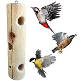 ONWRD natural wood log feeder with 16-inch rustic cedar attracts woodpeckers and chickadees.