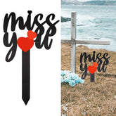 Oooct Miss You memorial grave marker metal for outdoor gravesites.