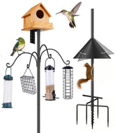 Optimech garden bird house pole base provides sturdy ground stability for feeders