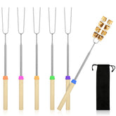 Opvixi Smores Sticks extendable to 32 inches for safe campfire roasting.