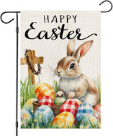 OQUAYA Happy Easter Bunny Flag with double-sided bunny design for outdoor decor.