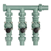 Orbit 57253 3-Valve manifold with swivel unions for secure, watertight seals in multi-zone irrigation