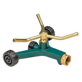 Orbit 58257N lawn sprinkler with rotating arms for even yard coverage.