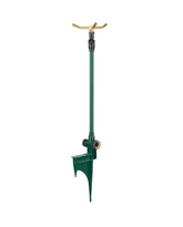 Orbit 58288 three-arm high-rise sprinkler base extends for adjustable watering height.