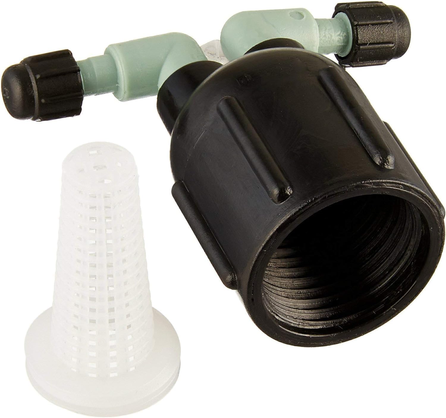 Orbit 67030 drip manifold two-port full-flow close-up showing even watering