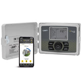 Orbit B-hyve 6-zone controller front view highlights compact smart interface for precise watering