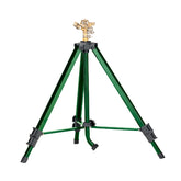 Orbit 1/2-Inch brass impact sprinkler with center nozzle delivering even lawn coverage.