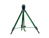 Orbit H2O-Six Gear Drive yard sprinkler on tripod delivers adjustable circular coverage.