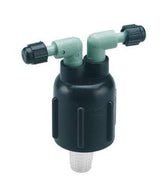 Orbit 67030 two-port manifold connected to a 1/4 inch drip line for precise watering