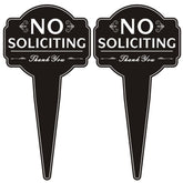 Oreadex no-soliciting sign for house and yard with black aluminum finish deters intrusions.