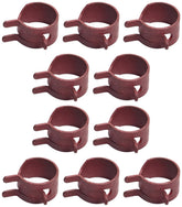 Oregon 02-040 hose clamps 10-pack close-up for secure fuel line connections.