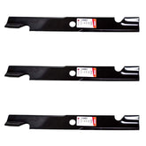 Oregon 3-pack mower blades for Exmark 60-inch deck; precise, clean cuts and durability.