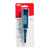 Oregon grease gun for chainsaws with nose nozzle enables precise lubrication on guide bars.