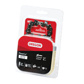 Oregon PowerCut chain with 3/8 pitch on a 20-inch bar enables fast cuts.