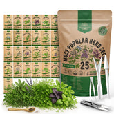Organo Republic 25-seed herb variety pack inside resealable bag for versatile gardening.