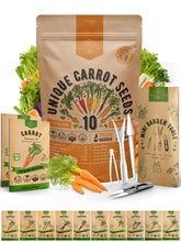 Organo Republic carrot seeds pack with 10 seed packets for versatile indoor and outdoor gardening.