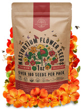 Organo Republic nasturtium seeds pack 1oz ready for outdoor planting and edible blooms