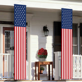ORIENTAL CHERRY 4th of July banner on a door for festive porch appeal.