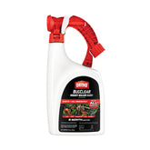 Ortho BugClear hose-end sprayer attached to hose for quick outdoor application.