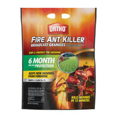Ortho Fire Ant Killer Broadcast Granules bag for outdoor lawn treatment to protect against fire ants.