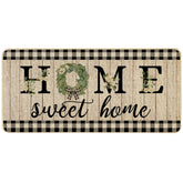 ORTIGIA Home Sweet Home doormat with magnolia wreath for indoor and outdoor welcome.