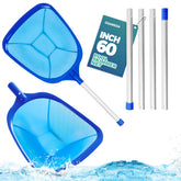 OSAMEDA pool skimmer net with angled front lip for easier debris pickup.