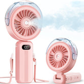 Otlonpe handheld misting fan folded compact for easy travel and storage.