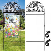 Otoolling butterfly flag holder stand, top view for garden flag display
