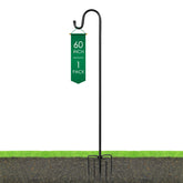 Ottsuls shepherd hook with 5-prong base delivers stable ground anchoring for garden displays.