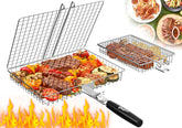 OUBRTS large grill basket for steaks and whole fish cooks evenly