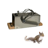 OUELL big squirrel trap outdoors and indoors showing quick-response design