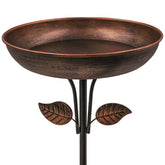 OUISJYER metal bird bath 12-inch bowl on a stake, inviting birds to visit