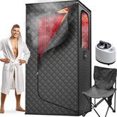 ouluu portable sauna interior with steam and red light for home spa sessions