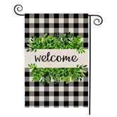 OuMuaMua garden flag with buffalo plaid wreath for outdoor decor