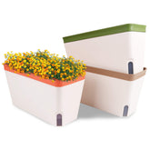 OurWarm three-pack self-watering planter with water level indicator for easy hydration monitoring.