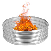 OUSHENG galvanized fire pit ring full product view, durable outdoor steel for long-lasting fires.