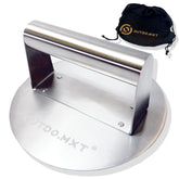 OUTDO.MXT stainless steel burger press 6.2 inches for even patties and juicier burgers.