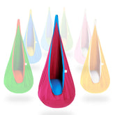 OUTREE Kids Pod Swing Seat in pink-blue offers a calming sensory space for playtime.