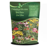Outsidepride Midwest Wildflower Seed Mix pack ready for meadow planting to attract pollinators.