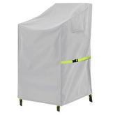 OUTTDID stackable chair cover with buckle strap secures chairs against wind.