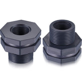 Outus bulkhead fitting front view for quick front-threaded installation.