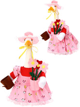 Outus Gardener Goose Outfits Set: lace pink apron enhances porch statue with festive spring charm.