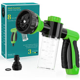 Outway garden hose nozzle shows eight spray patterns for versatile watering