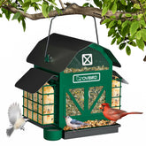 OVIBIRD outdoor hanging bird feeder showcases 5 lb capacity for steady seed supply.