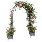 OYEAL garden arch with planter boxes provides dual sides for flowers and climbing plants