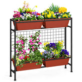 OYEAL raised garden bed with legs and trellis for easy outdoor gardening.