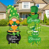 oyhqes shamrock welcome sign, 31-inch yard decor for curb appeal.