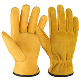 OZERO leather work gloves front view with flexible fit for gardening